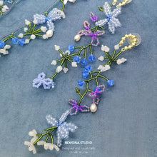 Load image into Gallery viewer, Monet&#39;s Gardens inspired beaded flower earring studs
