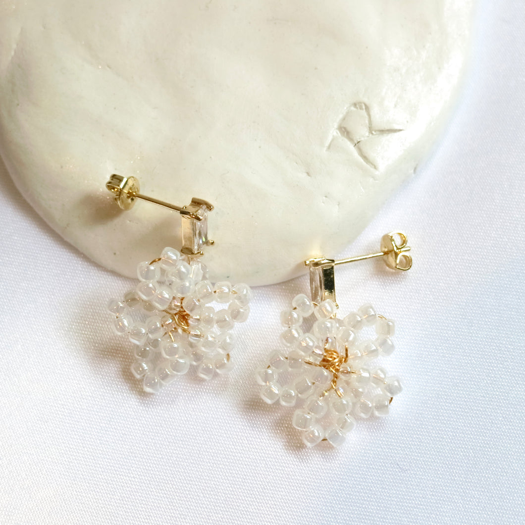 Little white cherry flower earring with 925 silver studs
