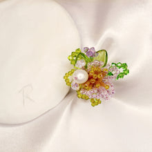 Load image into Gallery viewer, Flower fairy&#39;s spring ring with a pearl - 14k gold plated
