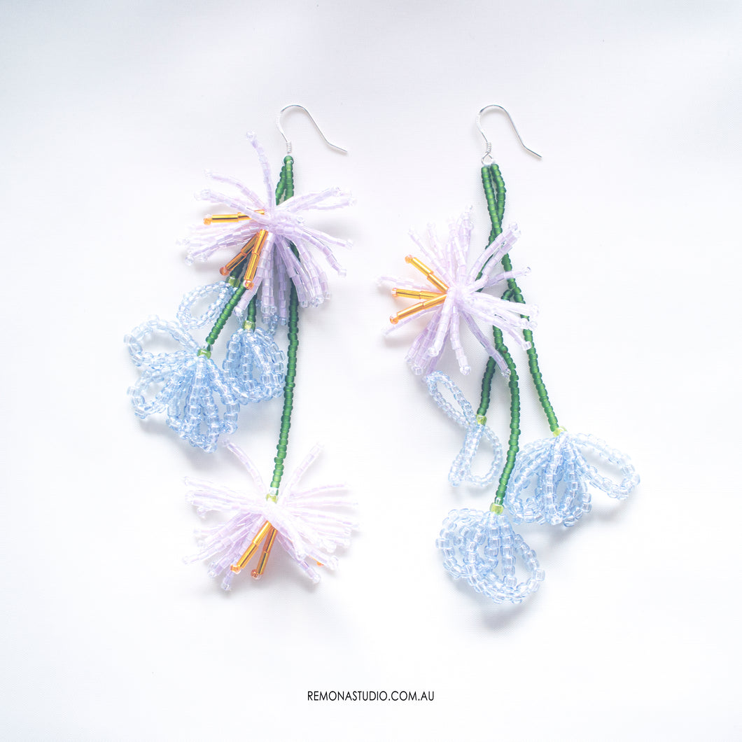 Summer fairy flowers beaded earrings with 925 silver hooks