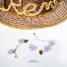 Load image into Gallery viewer, Purple flowers - 14k Gold-filled bracelet
