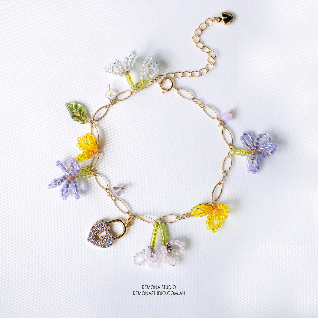The Secret Garden - Summer flowers -14k Gold filled Bracelet