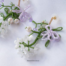 Load image into Gallery viewer, Princess&#39;s Twilight Garden - beaded flower earrings with 925 silver studs
