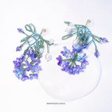 Load image into Gallery viewer, Queen&#39;s purple flowers - beaded flower earring with silver studs
