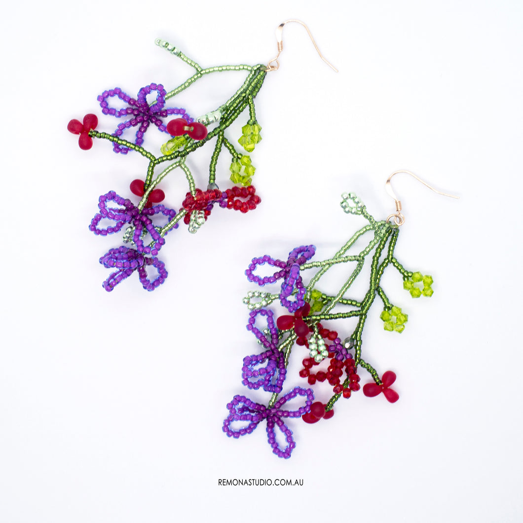 Summer Tango - beaded flower earrings on 14kt GF hooks