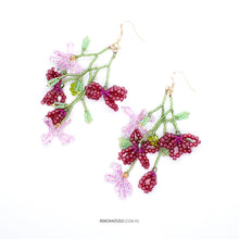 Load image into Gallery viewer, Bouquet for Mulan - red and pink beaded flower earrings set - 14kt GF hooks
