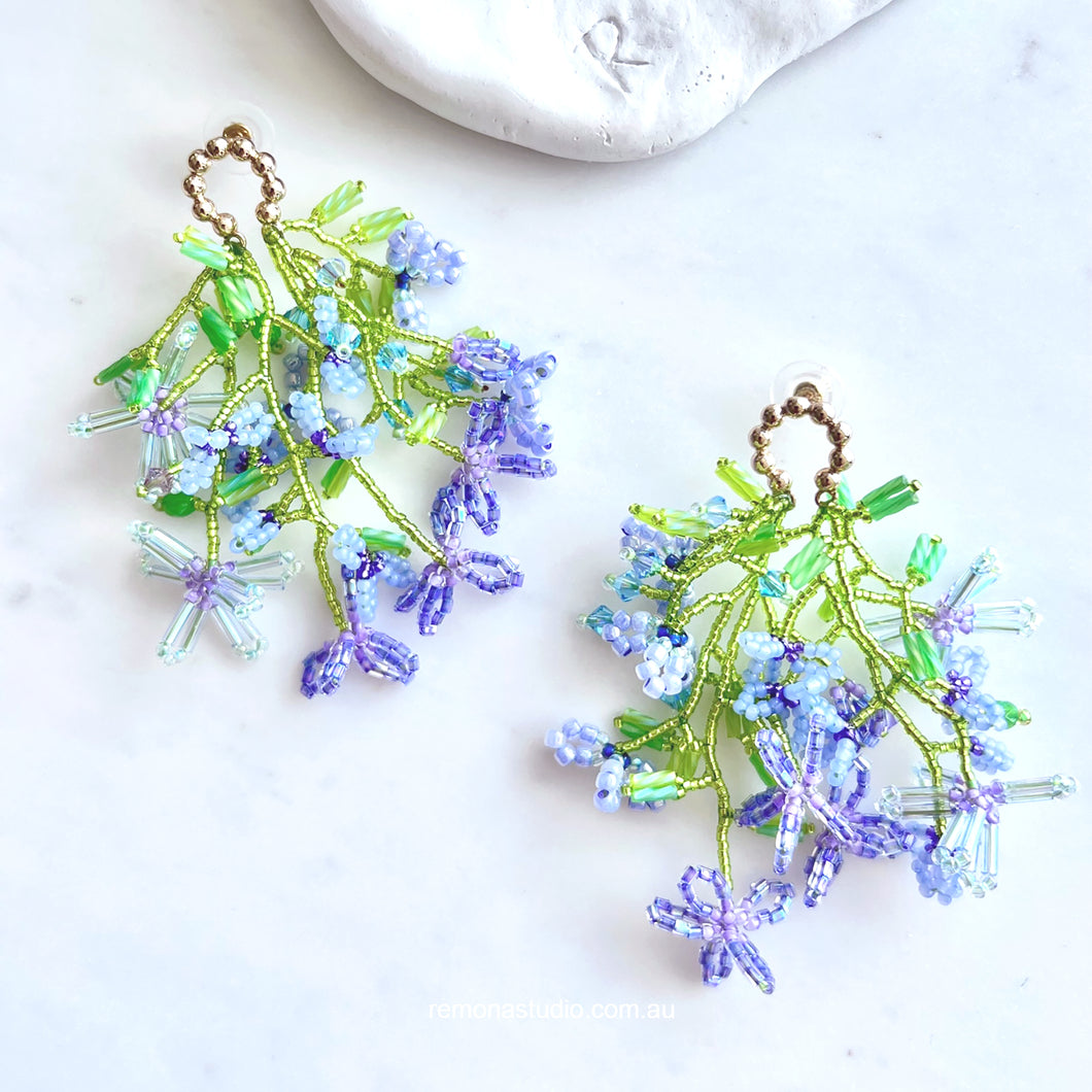 Little Blue Flowers Beaded Earring studs
