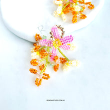 Load image into Gallery viewer, Joyful colour beaded flower earring studs
