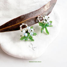 Load image into Gallery viewer, Green Moonstone beaded earring with gold-plated earring studs
