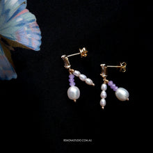 Load image into Gallery viewer, Twin Pearls in Purple - earring studs
