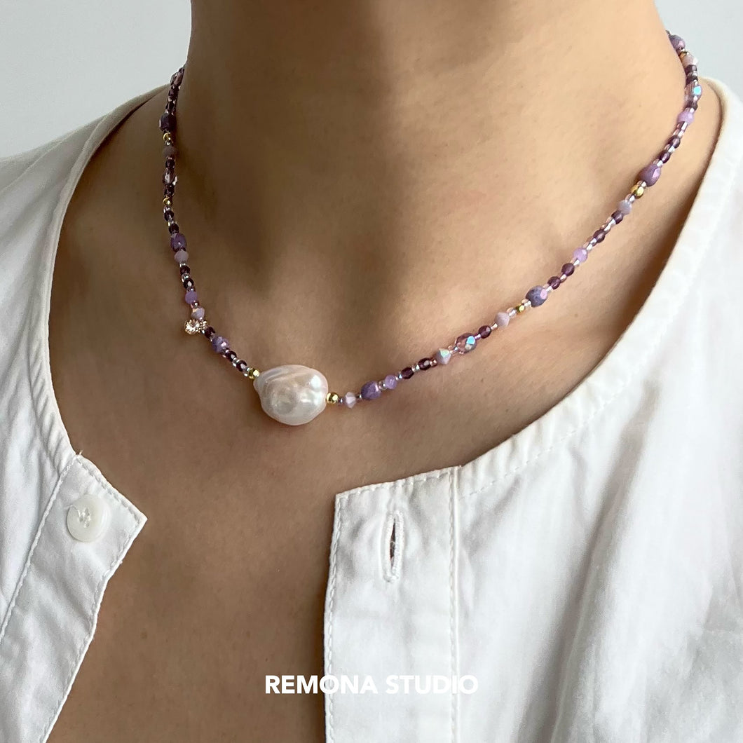 Purple Single Pearl Necklace